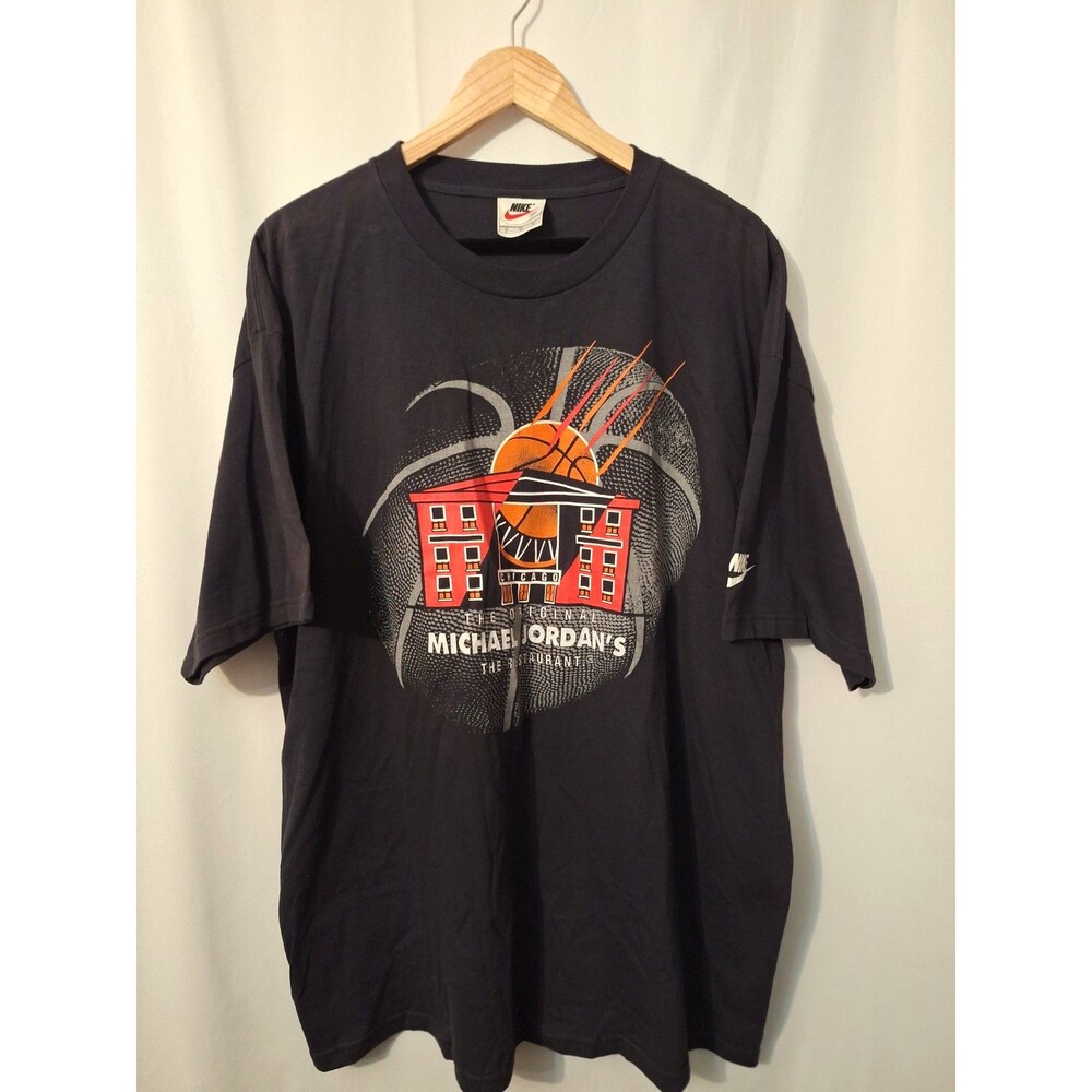 VTG 90s Nike Air Michael Jordan's The Restaurant T-Shirt Sz XL Royal RARE Faded